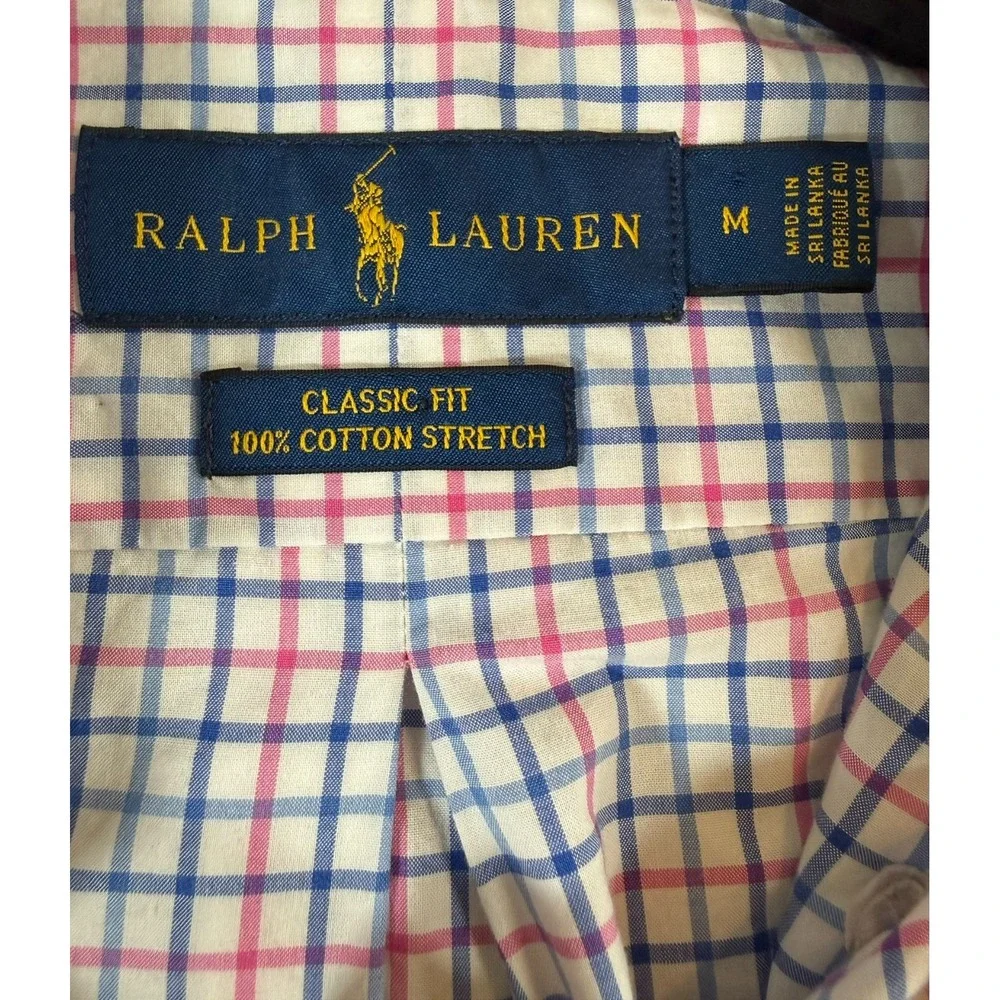 Ralph Lauren PONY Button Down‎ Shirt M Multi Color Classic Fit Cotton Stretch